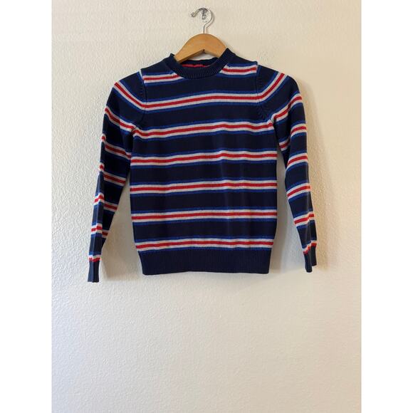 Mini Boden Kids Stripe Sweater 11-12Y Navy White Red Crew Neck Long Sleeve Knit - Picture 2 of 8